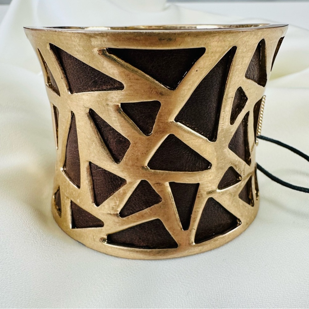 Robert Lee Morris NEW wide concave geometric hinged cuff bracelet